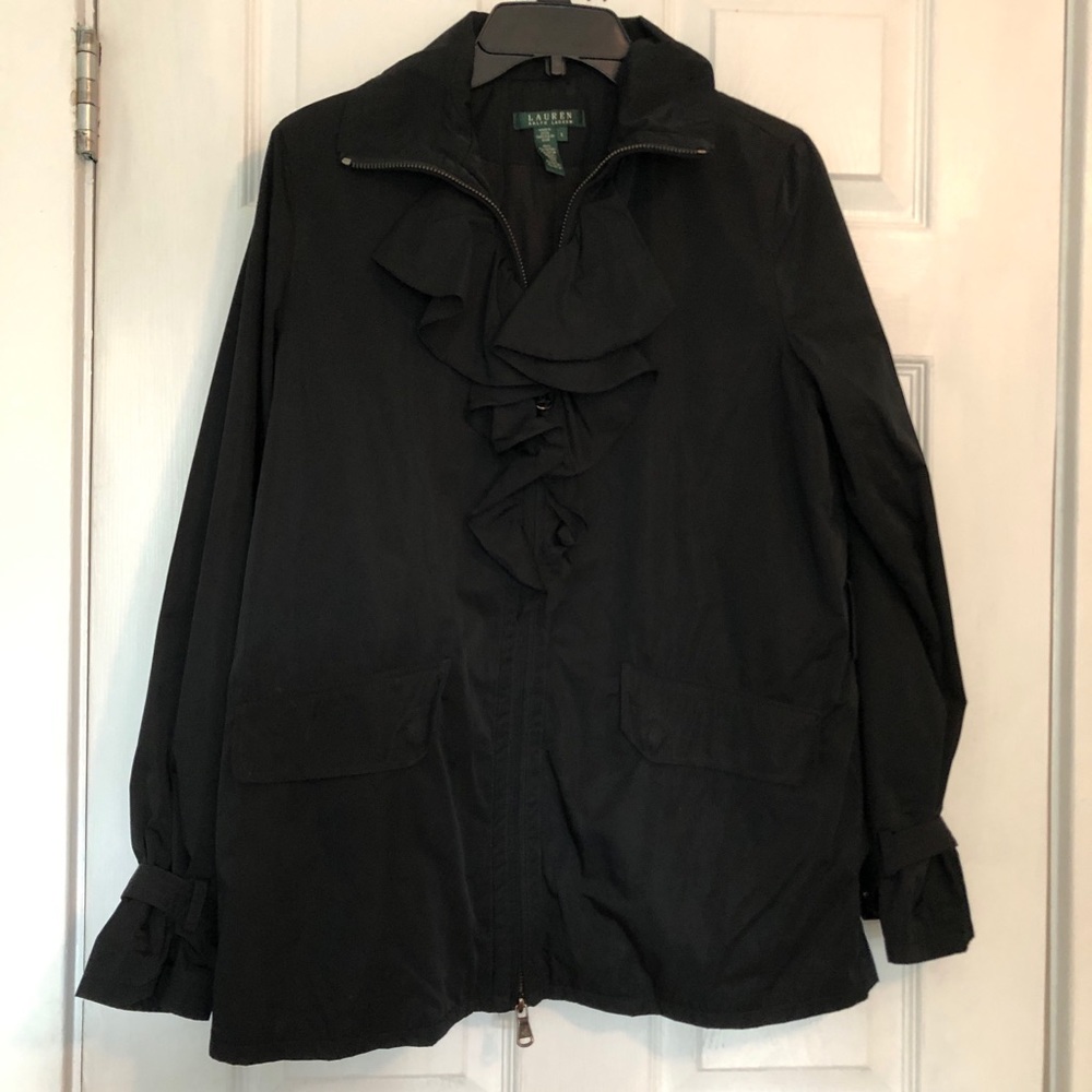 Lauren Ralph Lauren Front Ruffle Raincoat
